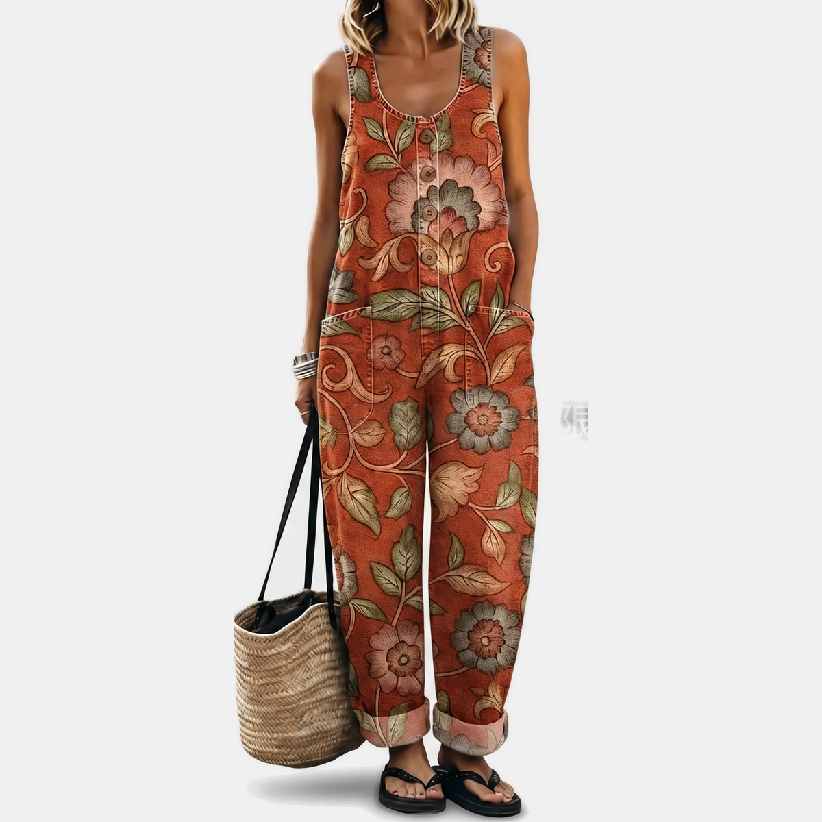 Women's Strapless Jumpsuit, Wide Leg Button Front