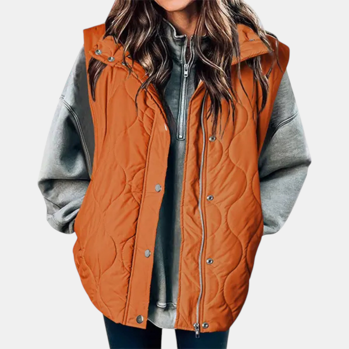 Women's Puffer Vest, Hooded Quilted Sleeveless Zip Up Gilet