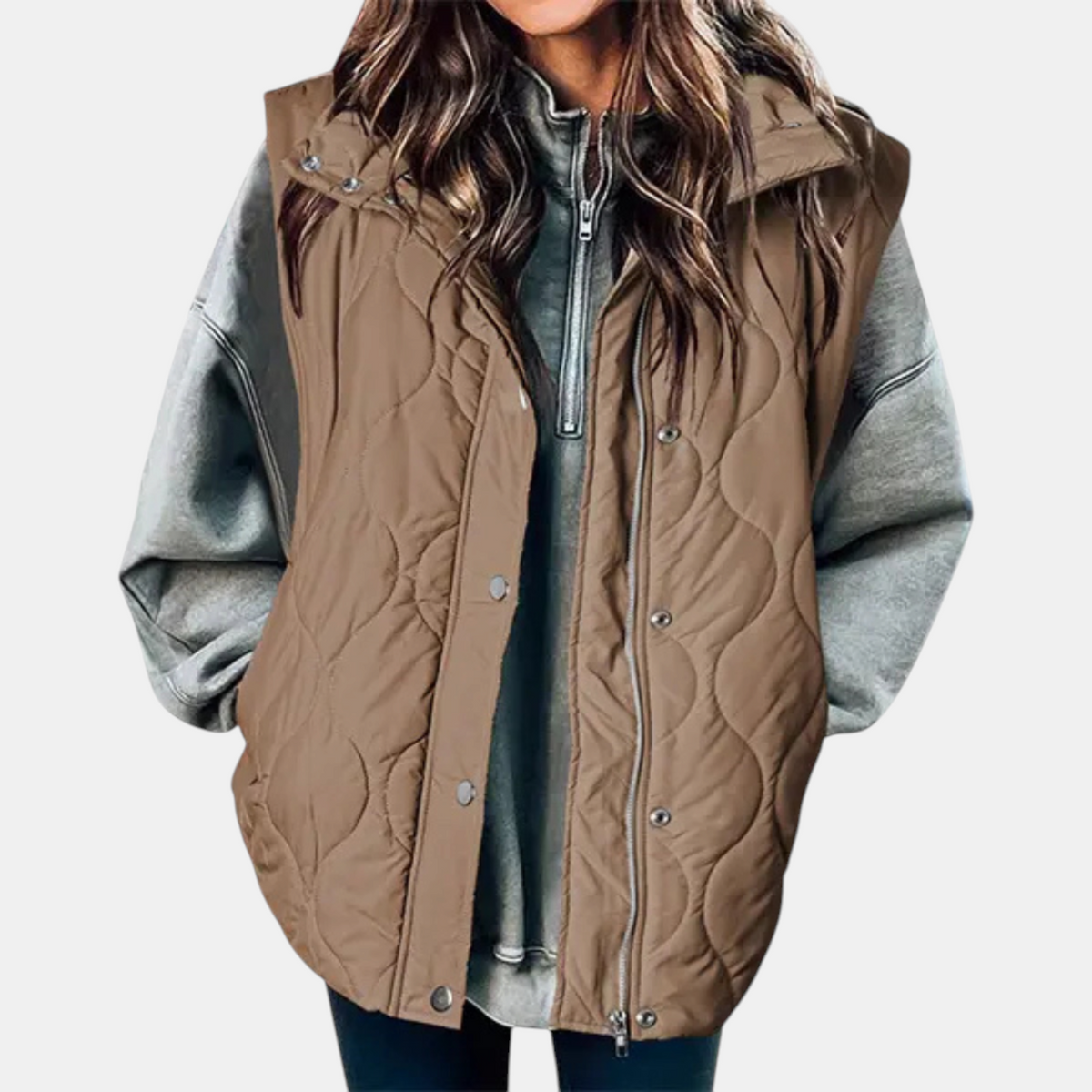 Women's Puffer Vest, Hooded Quilted Sleeveless Zip Up Gilet