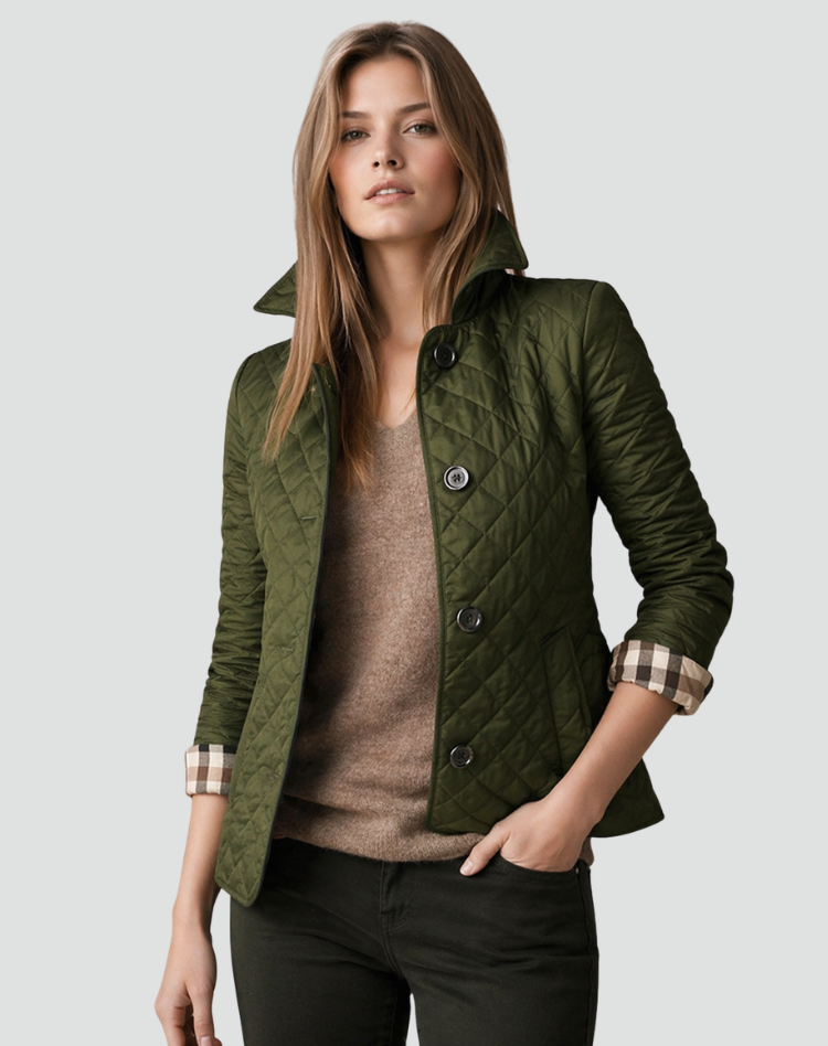 Ainsley | Plaid-Lined Quilted Jacket