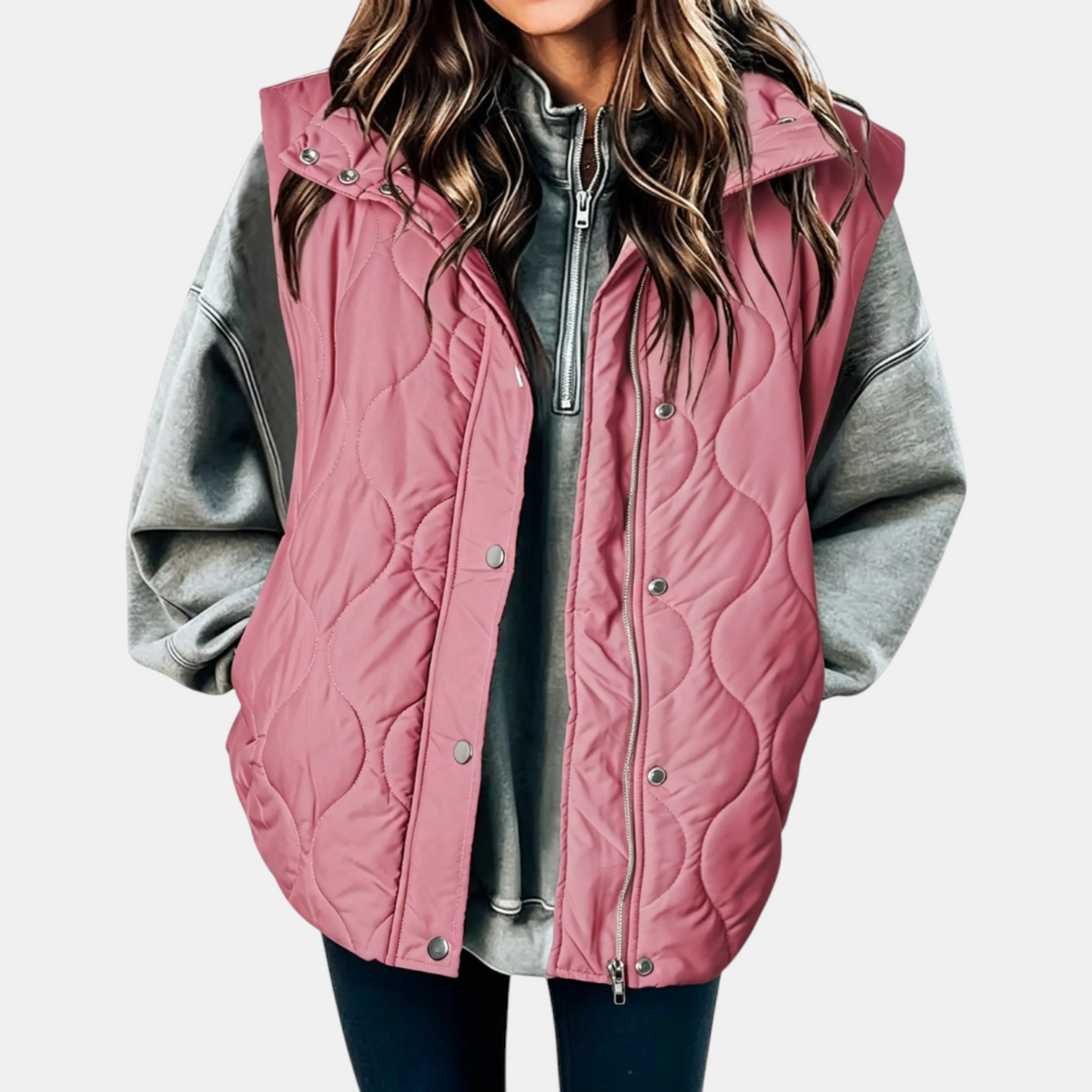 Women's Puffer Vest, Hooded Quilted Sleeveless Zip Up Gilet