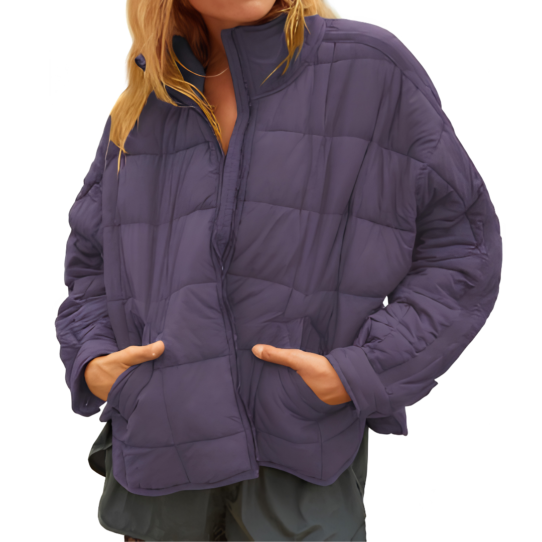 Women's Puffer Jacket, Cropped Relaxed Fit Mock Neck