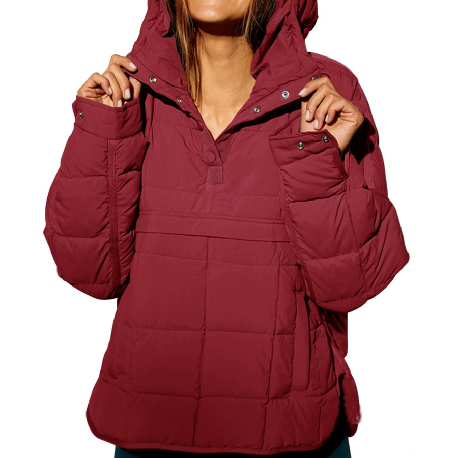 Women's Puffer Jacket, Pullover Hooded Anorak Quilted Snap