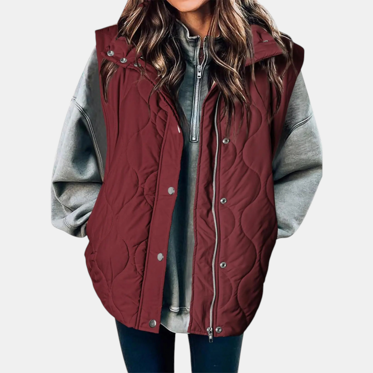 Women's Puffer Vest, Hooded Quilted Sleeveless Zip Up Gilet
