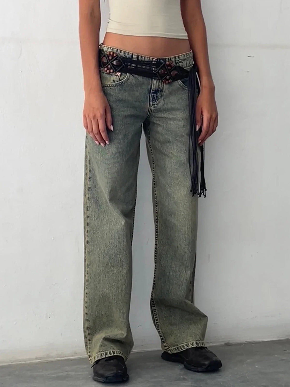 Women's Baggy Jeans, Low Rise Wide Leg Full Length
