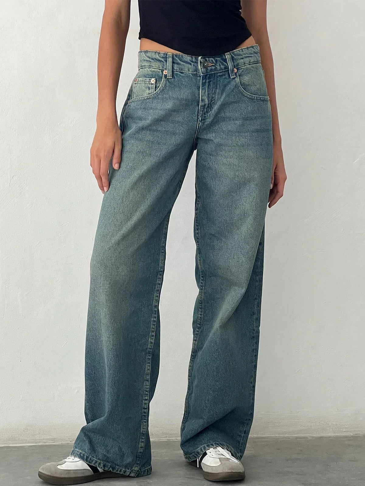 Women's Baggy Jeans, Low Rise Wide Leg Full Length