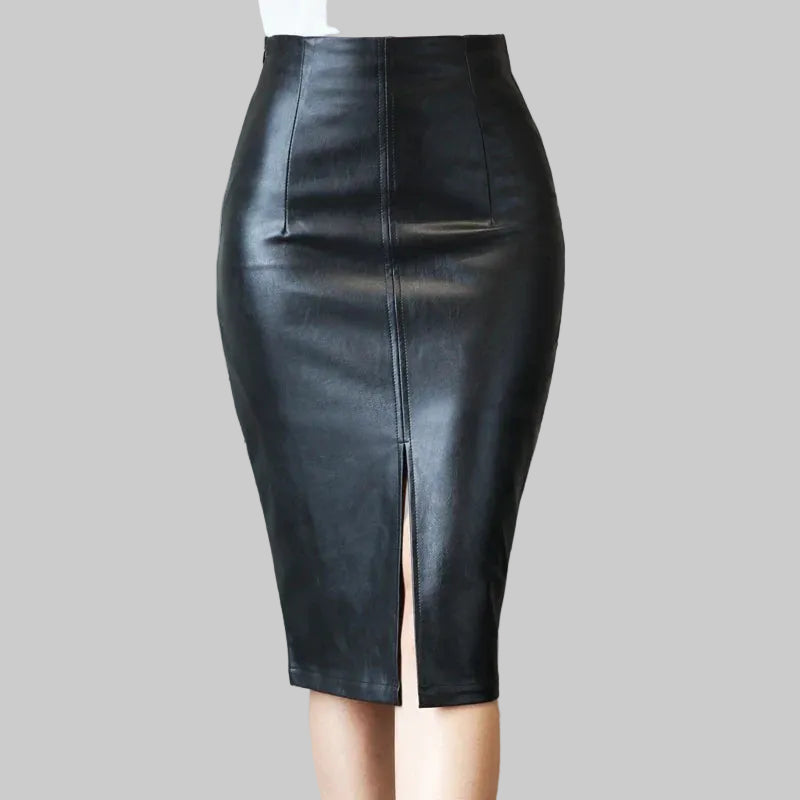 Women's Midi Skirt, High Waist Bodycon Front Slit