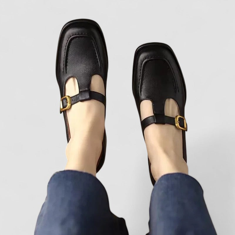 FLORENCE | SQUARE-TOE T-STRAP FLATS