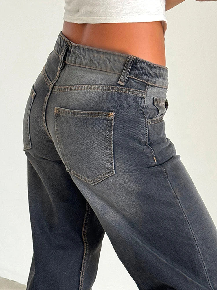 Women's Baggy Jeans, Low Rise Wide Leg Full Length
