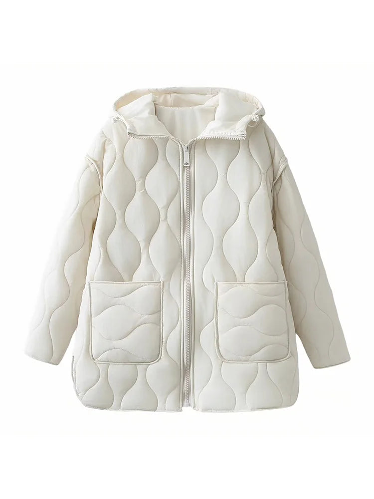 Women's Puffer Jacket, Oversized Quilted Hooded Longline