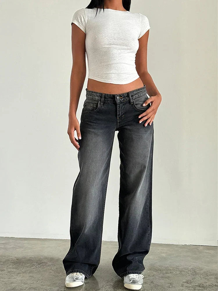 Women's Baggy Jeans, Low Rise Wide Leg Full Length
