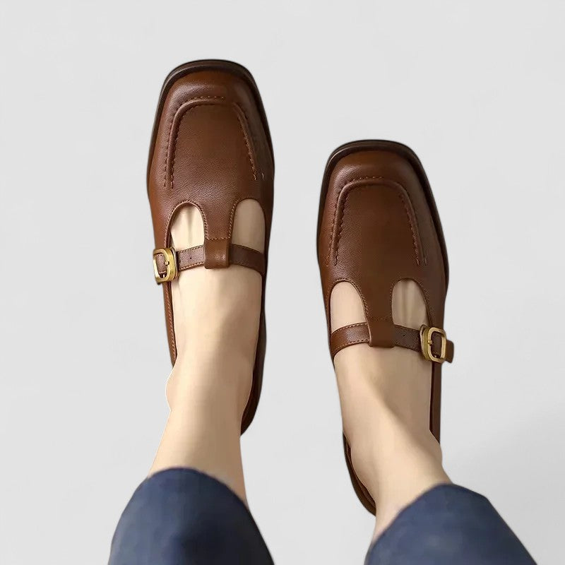 FLORENCE | SQUARE-TOE T-STRAP FLATS