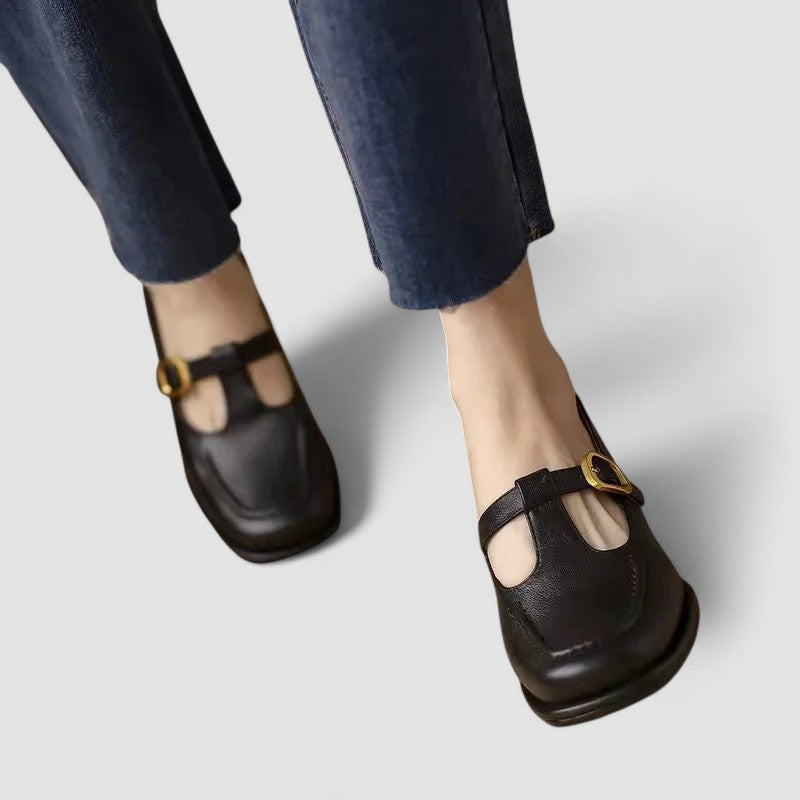 FLORENCE | SQUARE-TOE T-STRAP FLATS
