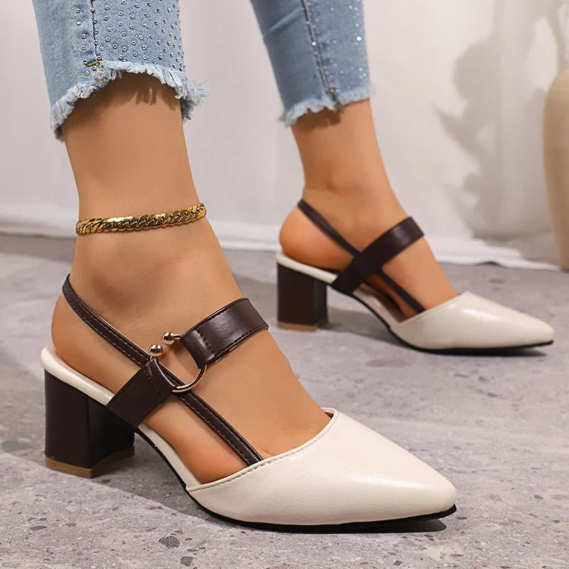 Amada two-tone leather pointed toe slingback heel – view 2