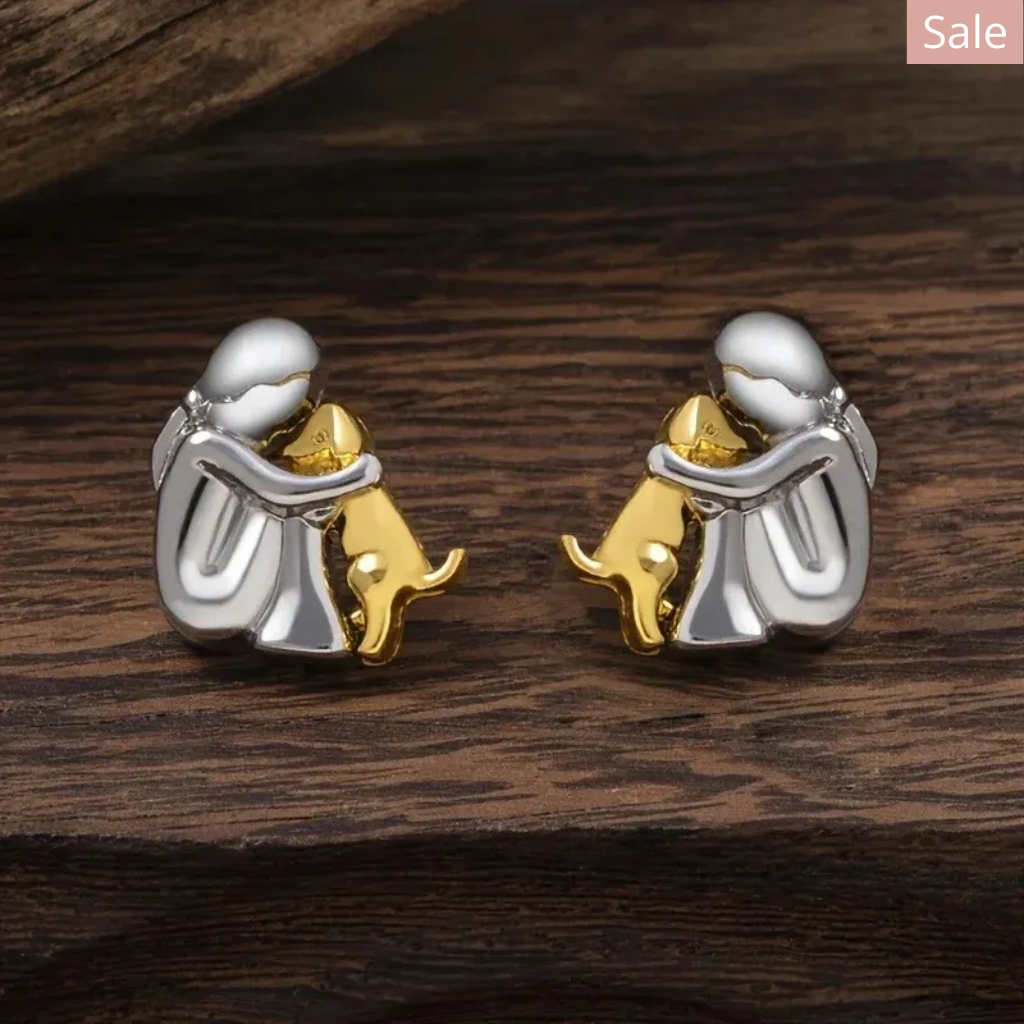 Silver and Gold Two-Tone Hug Earrings