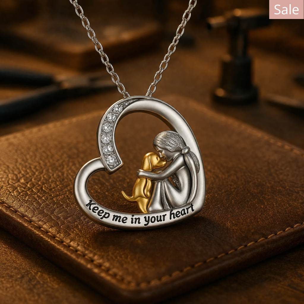Sterling Silver Necklace – Heart & Dog Design