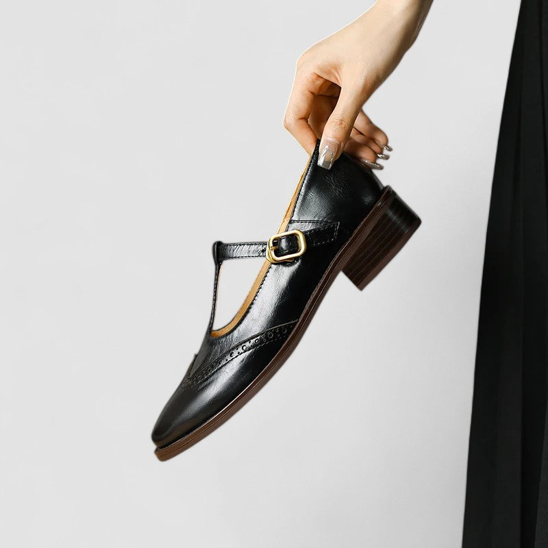 MARGOT | PERFORATED T-STRAP SHOES