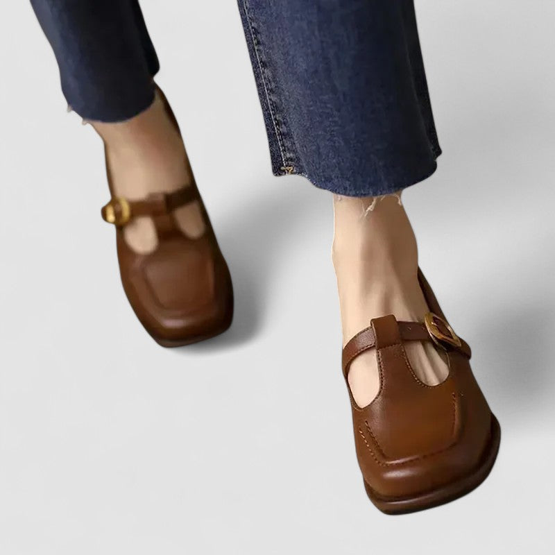 FLORENCE | SQUARE-TOE T-STRAP FLATS