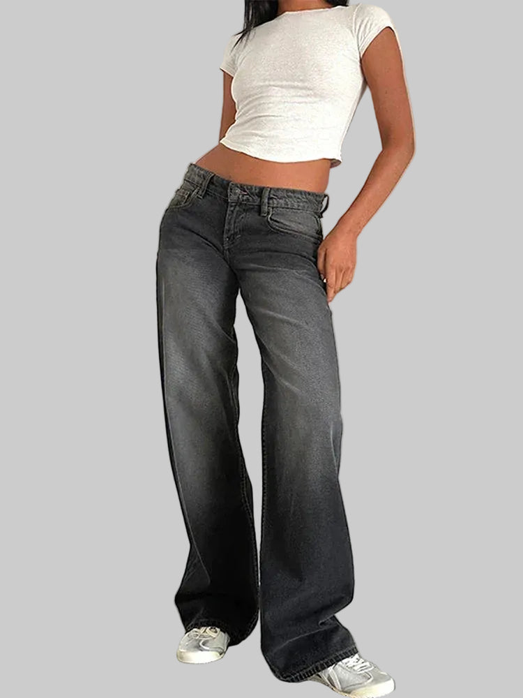 Women's Baggy Jeans, Low Rise Wide Leg Full Length