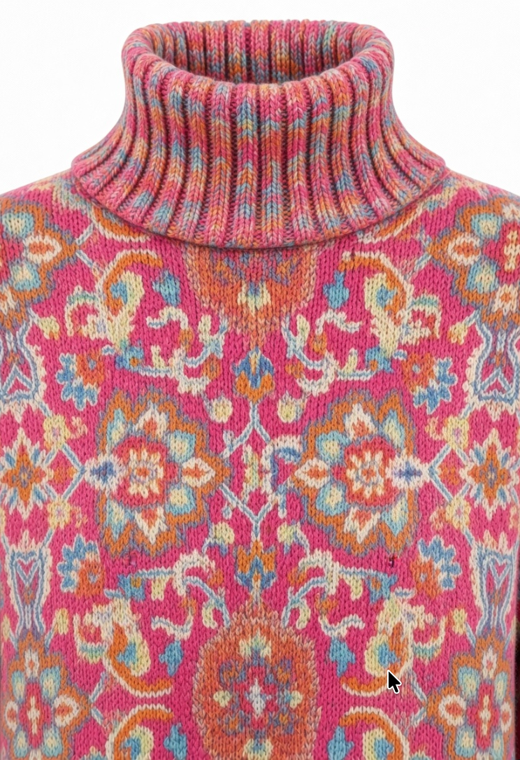 Isla - Retro Floral Turtleneck