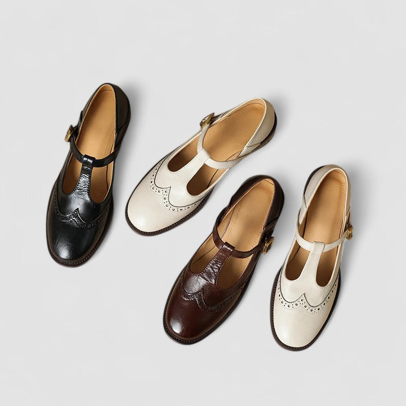 MARGOT | PERFORATED T-STRAP SHOES