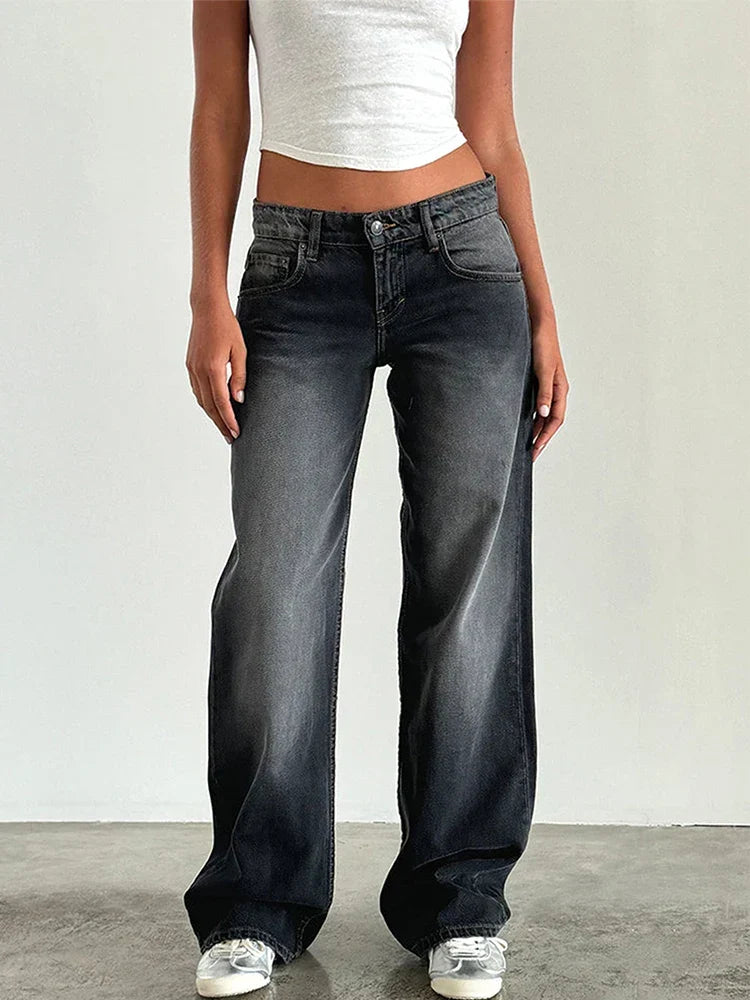 Women's Baggy Jeans, Low Rise Wide Leg Full Length
