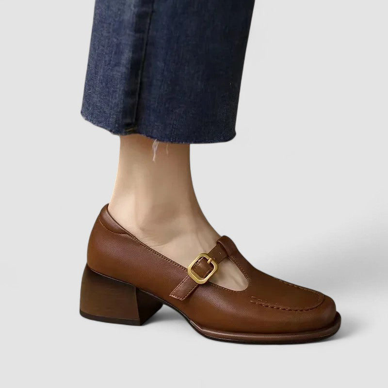 FLORENCE | SQUARE-TOE T-STRAP FLATS