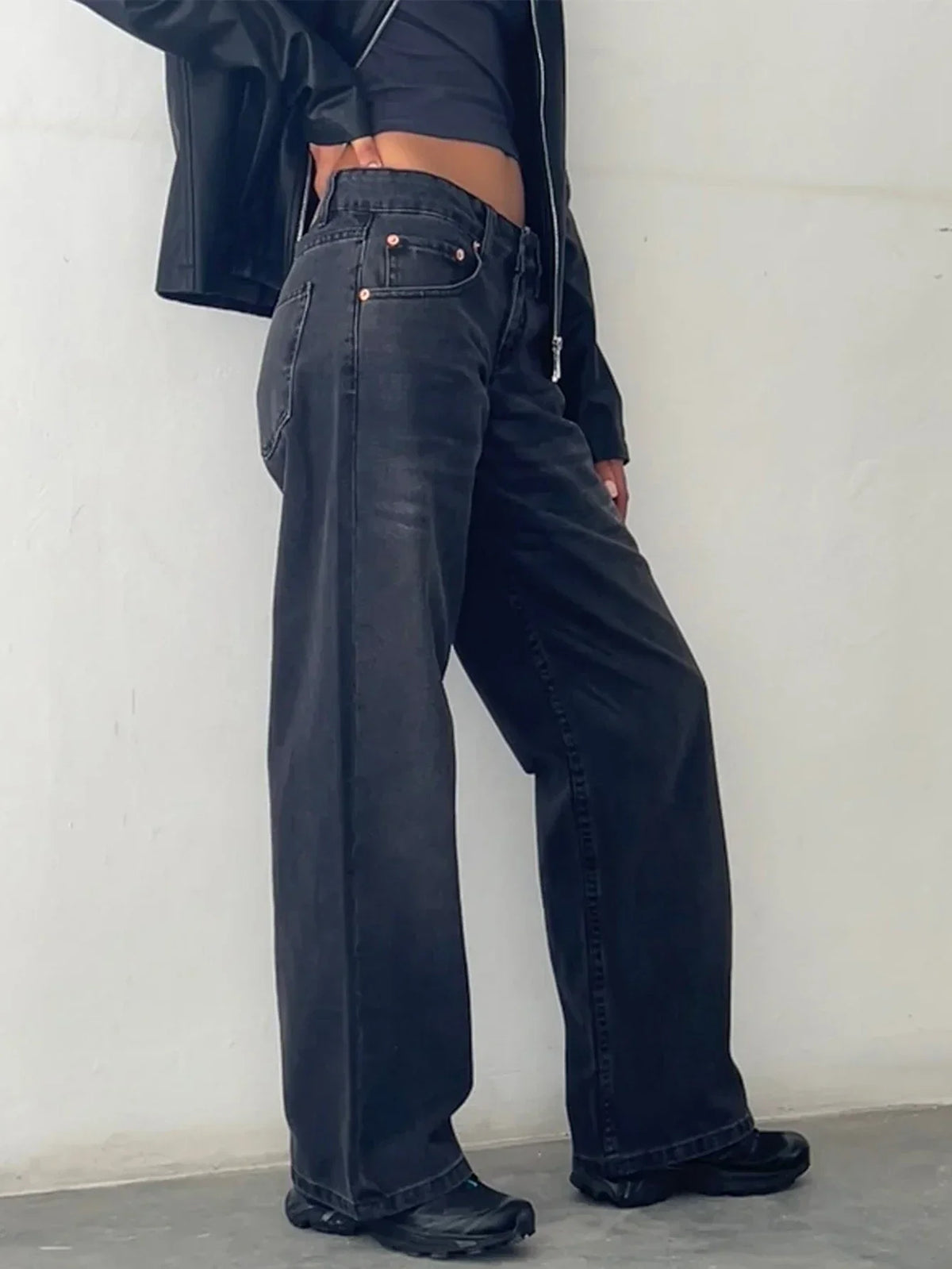 Women's Baggy Jeans, Low Rise Wide Leg Full Length