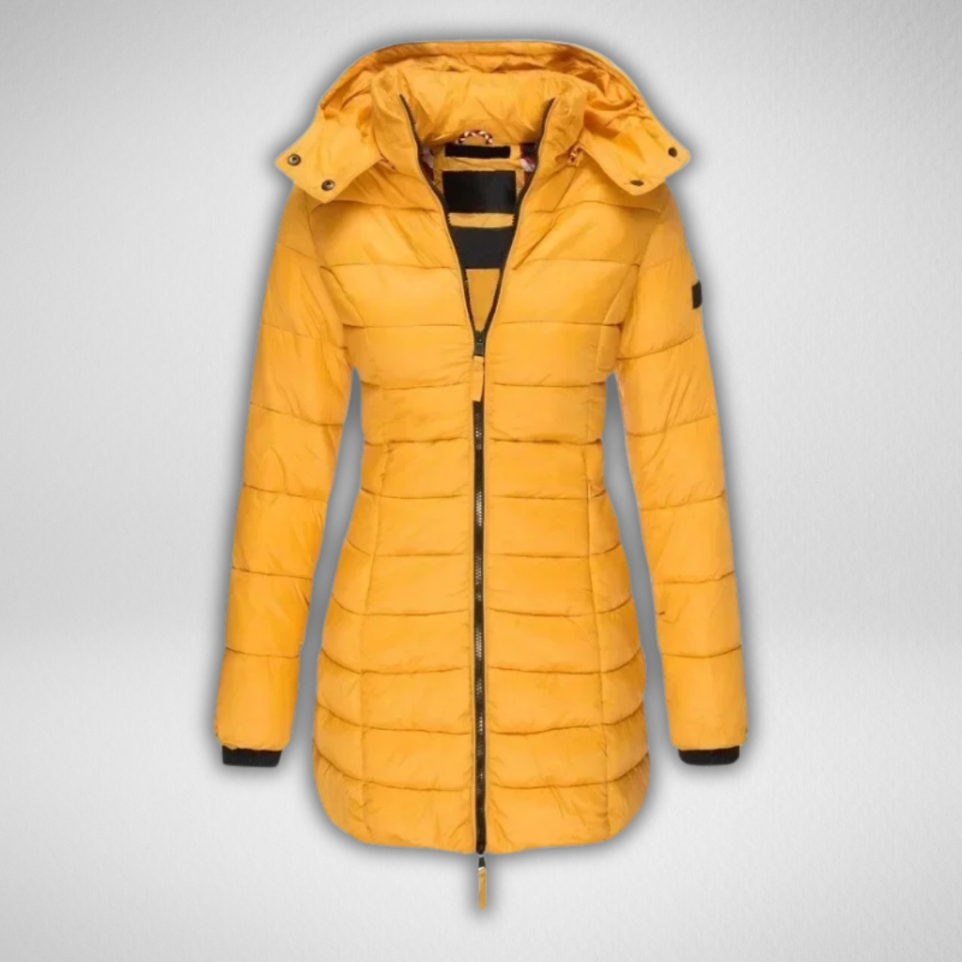 Women's Long Puffer Jacket, Fitted Hooded Longline Winter Coat