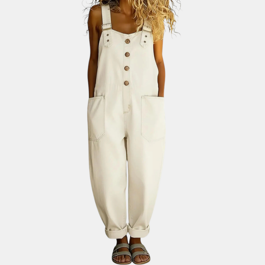 Women's Jumpsuit, Relaxed Baggy Fit Cuffed Bib Overalls