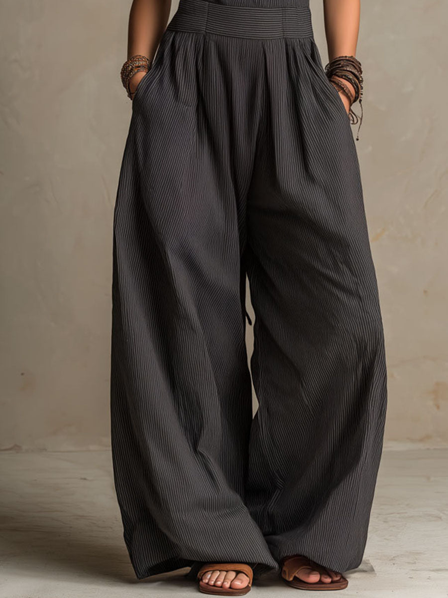 Women's Pinstripe Halter Jumpsuit, Crisscross Wide Leg