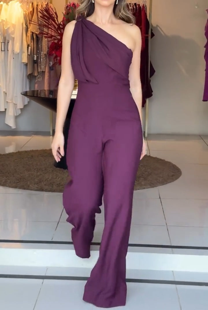 Women's One-Shoulder Jumpsuit, Purple