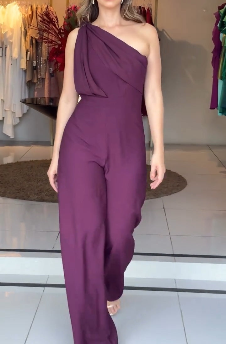 Women's One-Shoulder Jumpsuit, Purple