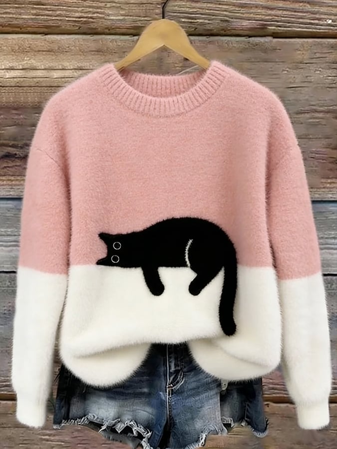 Aileen cat print oversized sweater – view 2