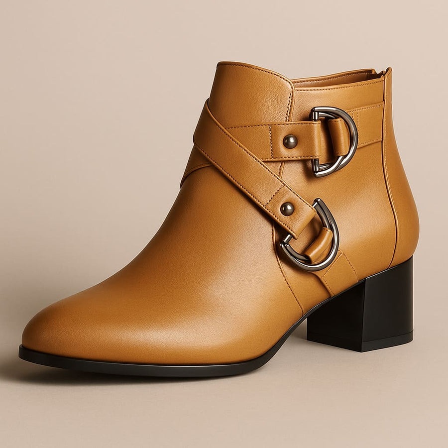 Valara Cross-Buckle Boots