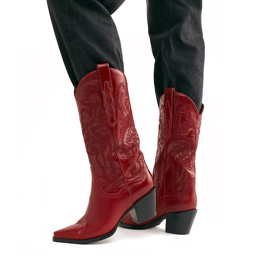 Women's Western Boots, Pointed Toe Rivet Detail