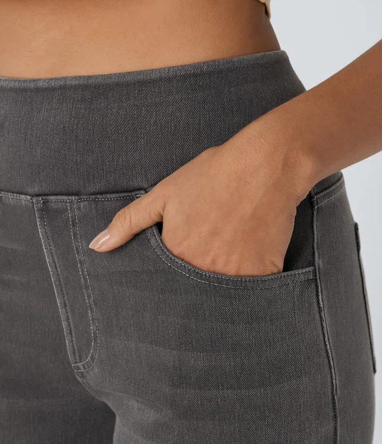 Women's Wide Leg Pants, High Waist Pull-On Jeans