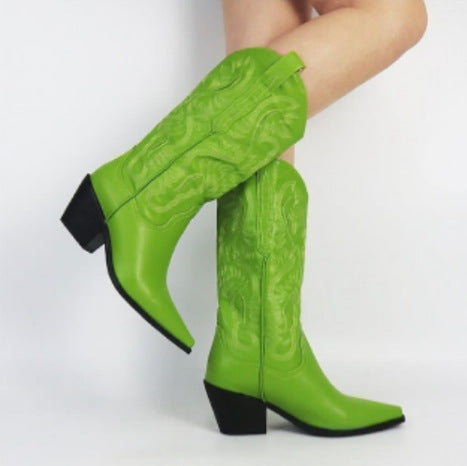Women's Western Boots, Pointed Toe Rivet Detail