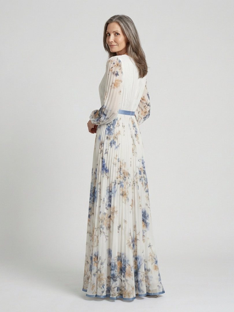 Violet™ | Long Sleeve V Neck Floral Maxi Dress