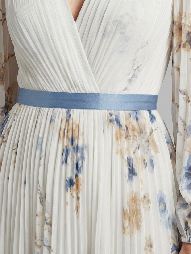 Violet™ | Long Sleeve V Neck Floral Maxi Dress