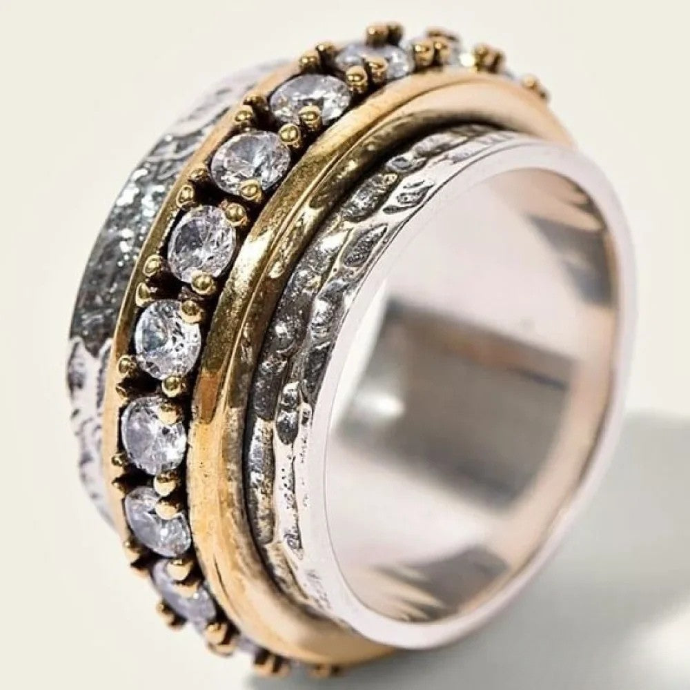 Retro Ring with Inlaid Stones