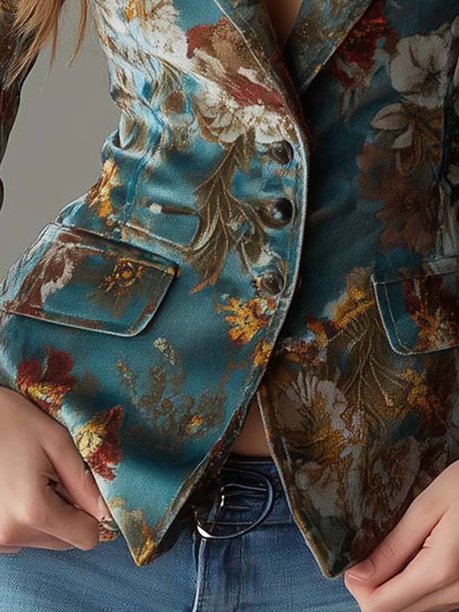 Odette | Vintage Velvet Floral Blazer