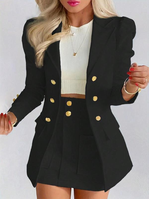 Women's Matching Set, Double-Breasted Blazer and Mini Skirt