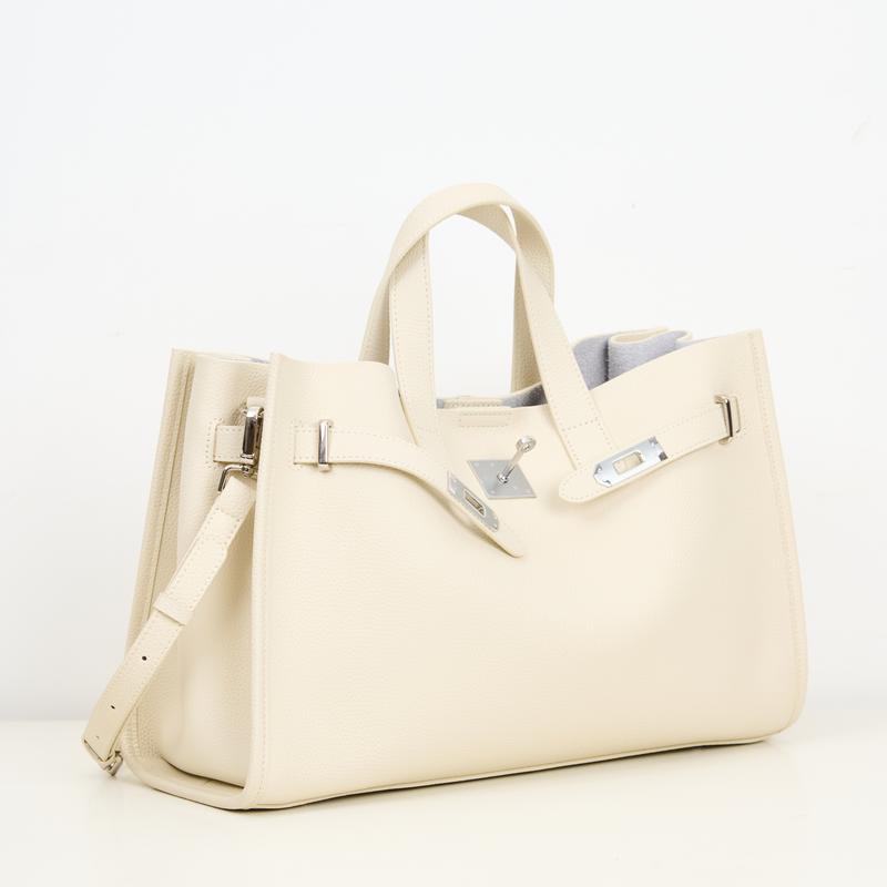 Women's Tote Bag, Structured Turn-Lock Top Handle