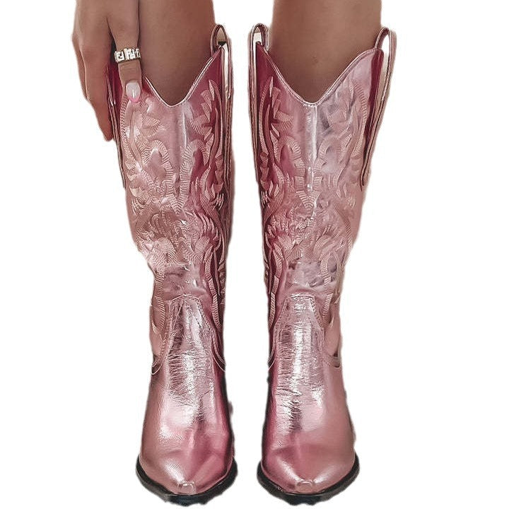 Women's Western Boots, Pointed Toe Rivet Detail