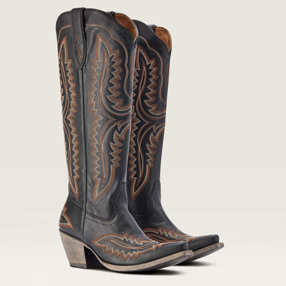 Women's Embroidered Cowboy Boots, Pointed Toe Low Heel