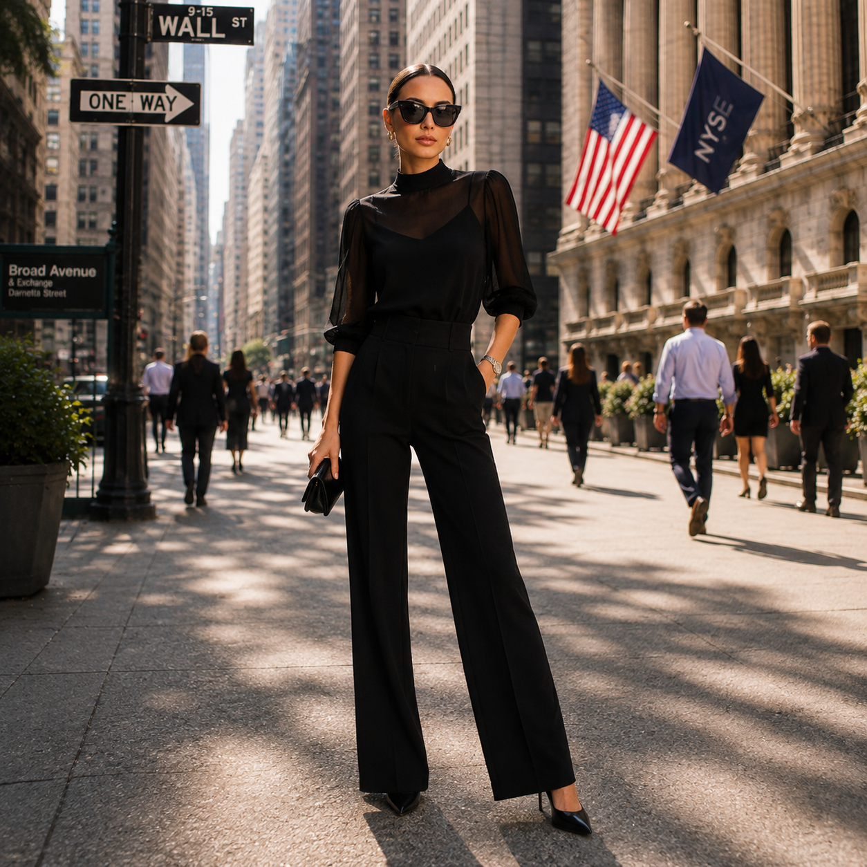 Valentina | Three-Piece Set Comprising a Sheer Camisole and Wide-Leg Pants.