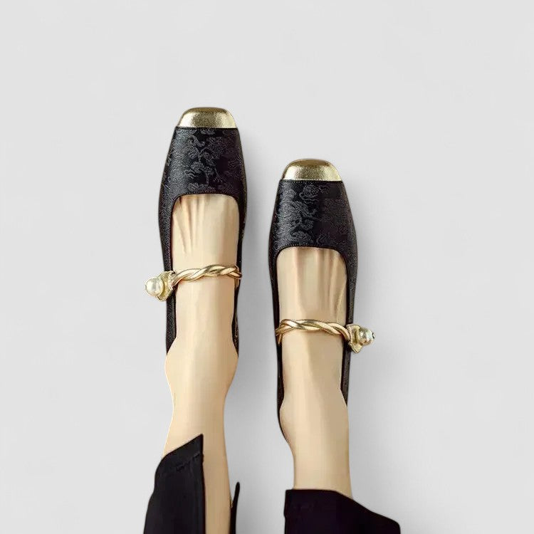 CAMILLE | SATIN MARY JANES WITH JEWELED HEEL