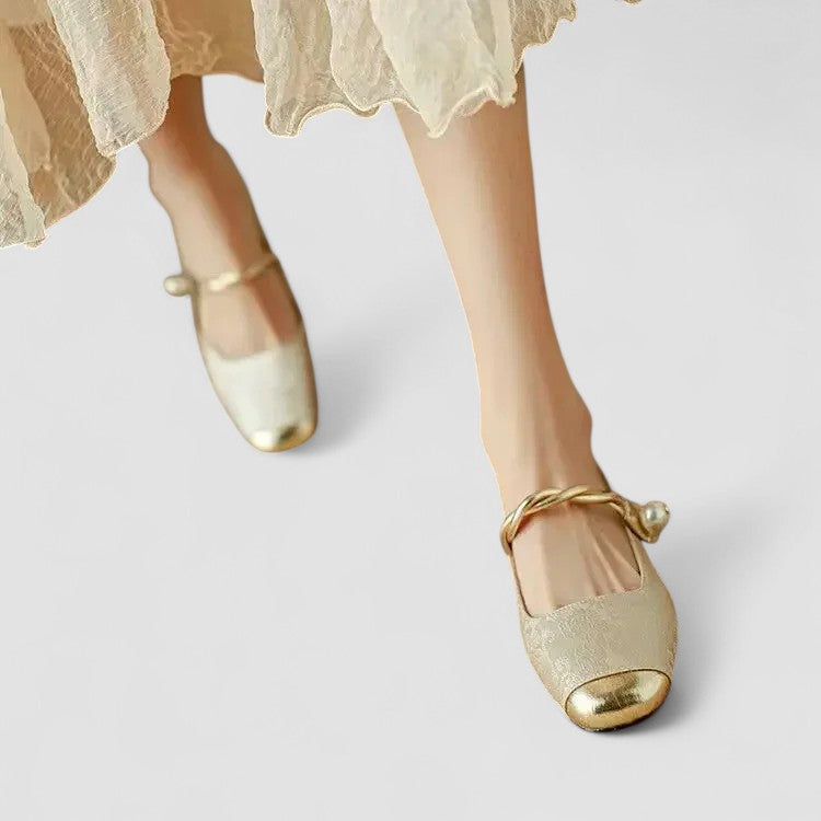 CAMILLE | SATIN MARY JANES WITH JEWELED HEEL