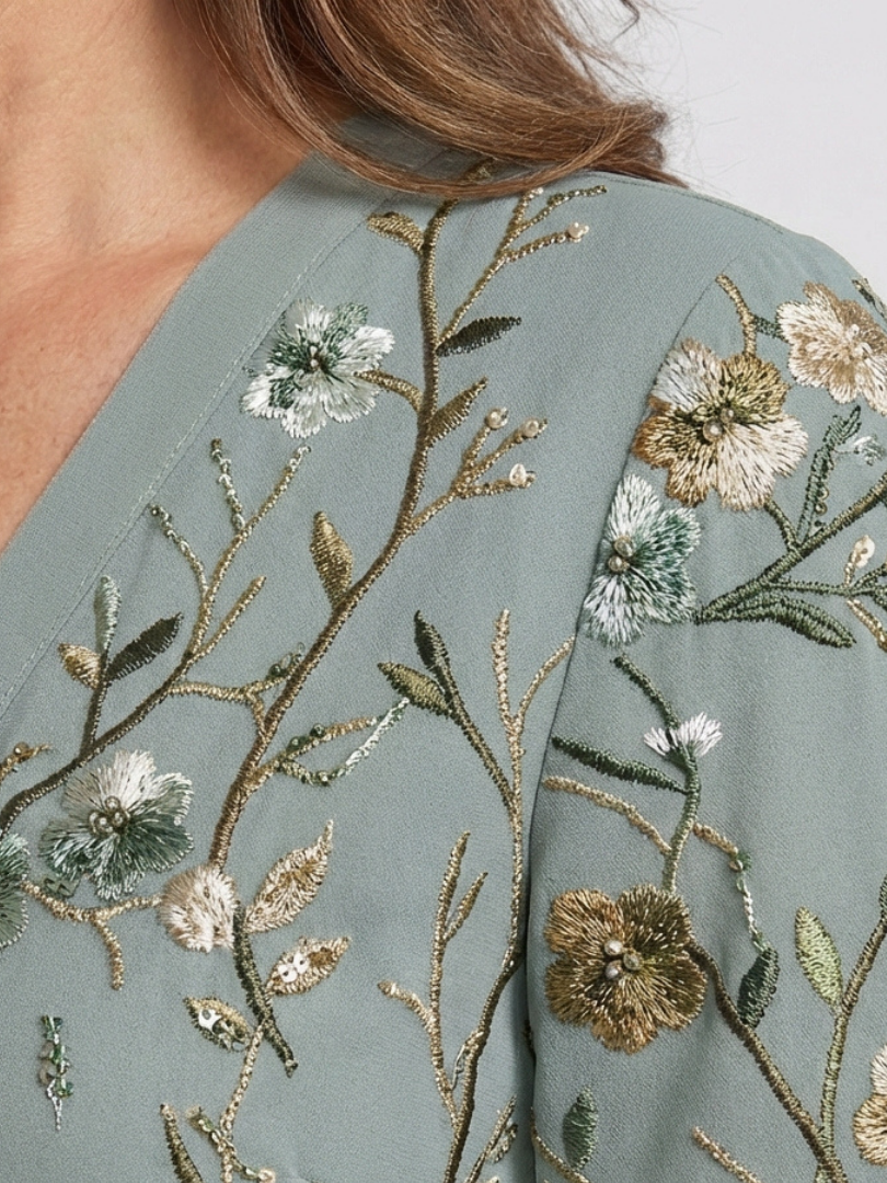 Grace™ | Floral V Neck Short Sleeve Maxi Dress